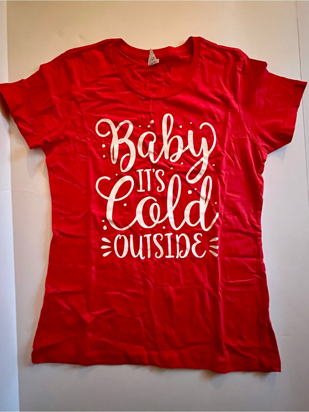 *New Baby it’s Cold Outside - Red Graphic Tee - Size L